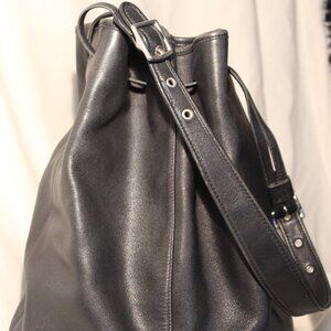 COACH The Sling Drawstring Bucket Black Leather Vintage! 9166